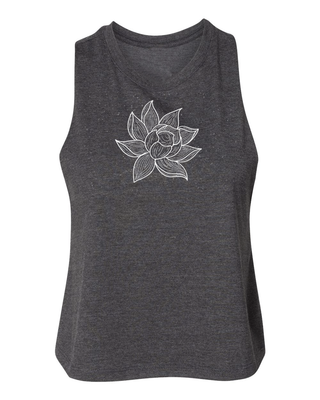 Arkeo1 Spring 2021 Charcoal  Lotus Crop Tank Top