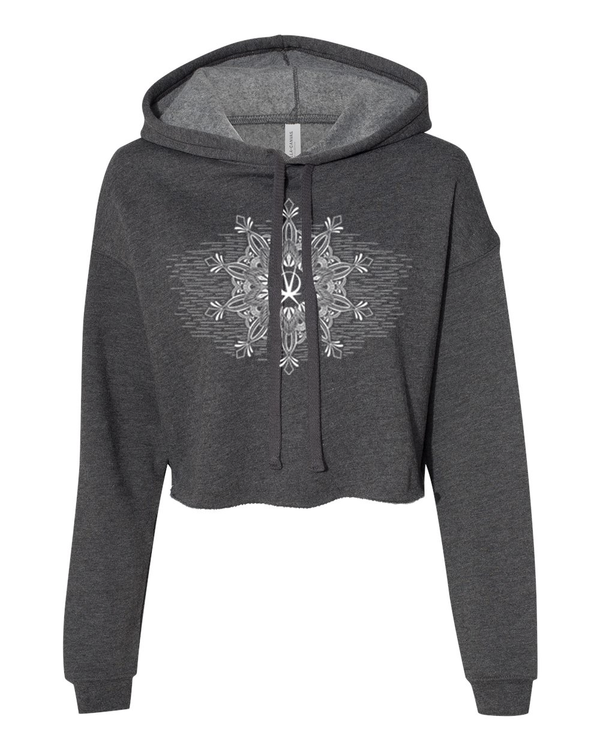Arkeo1 Spring 2021 charcoal flower mandala crop hoodie