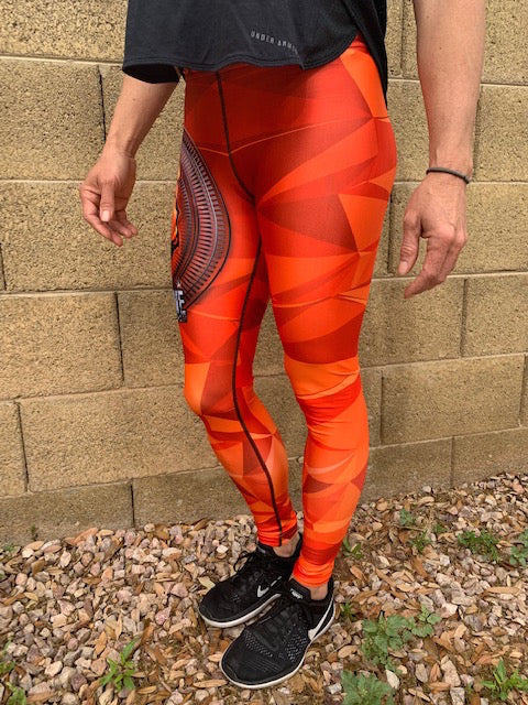 Style—High waist leggings Polyester/Spandex Blend Color—Digicamo orange with Fight2Thrive quote and Empower Fist