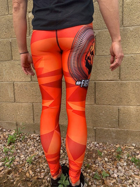 Style—High waist leggings Polyester/Spandex Blend Color—Digicamo orange with Fight2Thrive quote and Empower Fist
