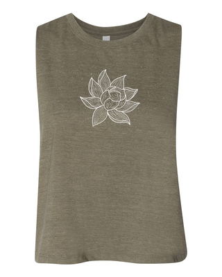 Arkeo1 Spring 2021 military green Lotus Crop Tank Top
