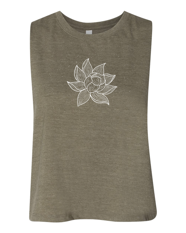 Arkeo1 Spring 2021 military green Lotus Crop Tank Top