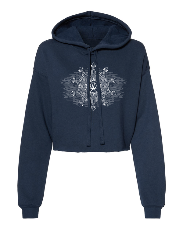 Arkeo1 Spring 2021 navy blue flower mandala crop hoodie