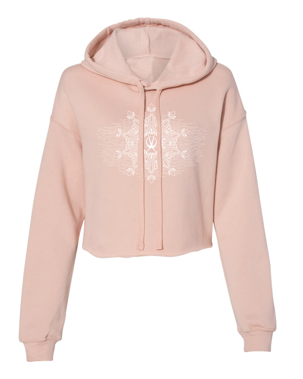 Arkeo1 Spring 2021 peach flower mandala crop hoodie