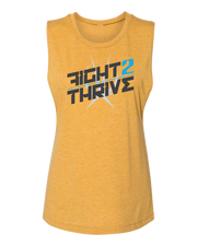 Yellow Sleeveless Tank top Printed on Front Fight 2 Thrive with Arkeo1 Icon