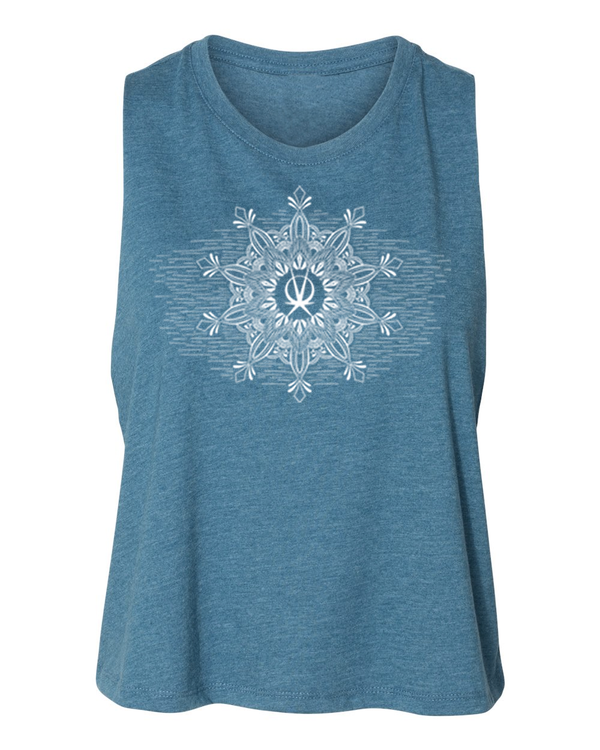 Arkeo1 Spring 2021 Dusty Blue Mandala Flower Crop Tank Top