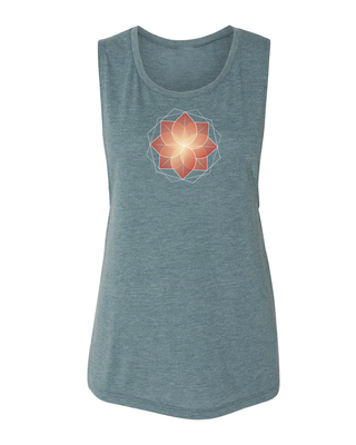 Arkeo1 Spring 2021 Heather teal Blooming Lotus Flower Tank