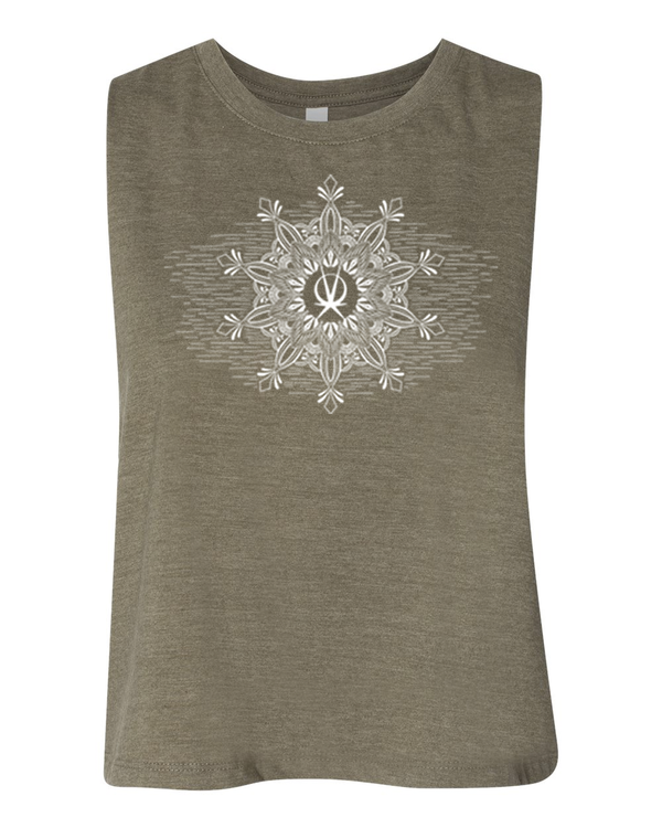 Arkeo1 Spring 2021 military green Mandala Flower Crop Tank Top