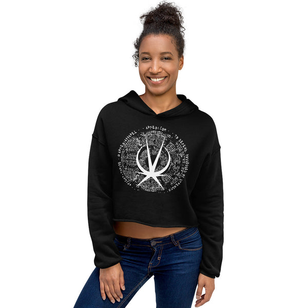 Arkeo1 B&W - Slogan Icon Women's Crop Hoodie