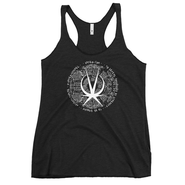Arkeo1 B&W - Slogan Icon Women's Racerback Tank